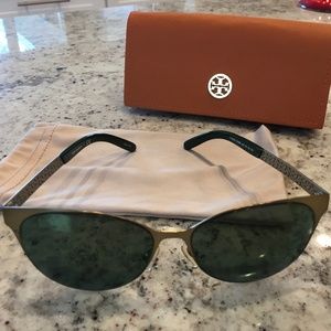 Tory Burch green lens sunglasses